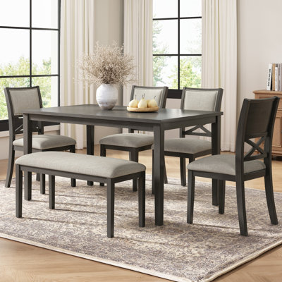 Ensemble de salle à manger rembourré Hearthwood 6 pièces avec banc et chaise pour la cuisine