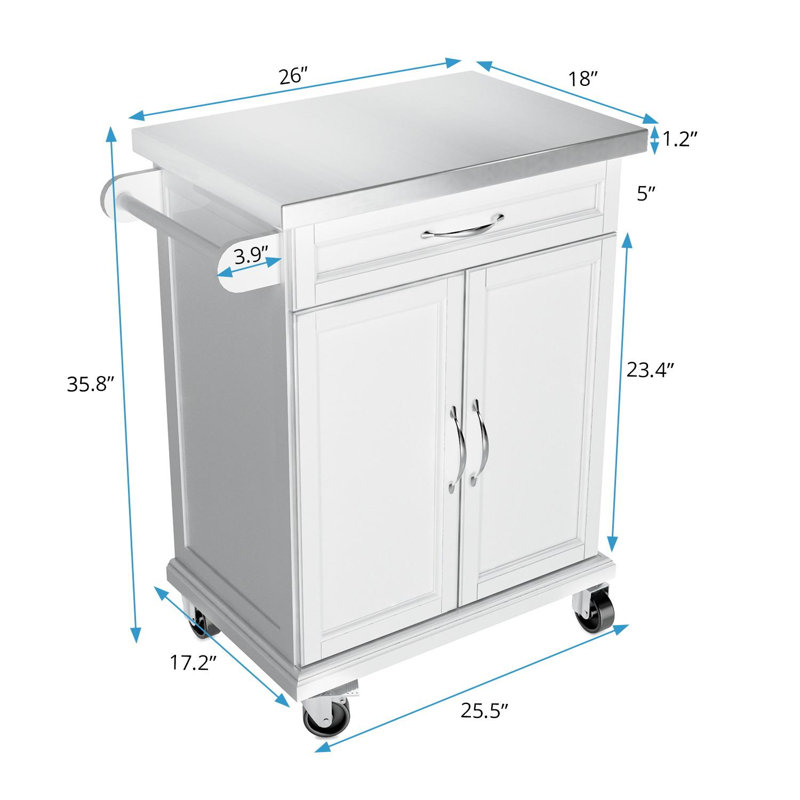 Chariot de cuisine en acier inoxydable Beaverville
