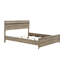 Structure de lit grand format moderne rustique avec finition en bois naturel et tête de lit subtile