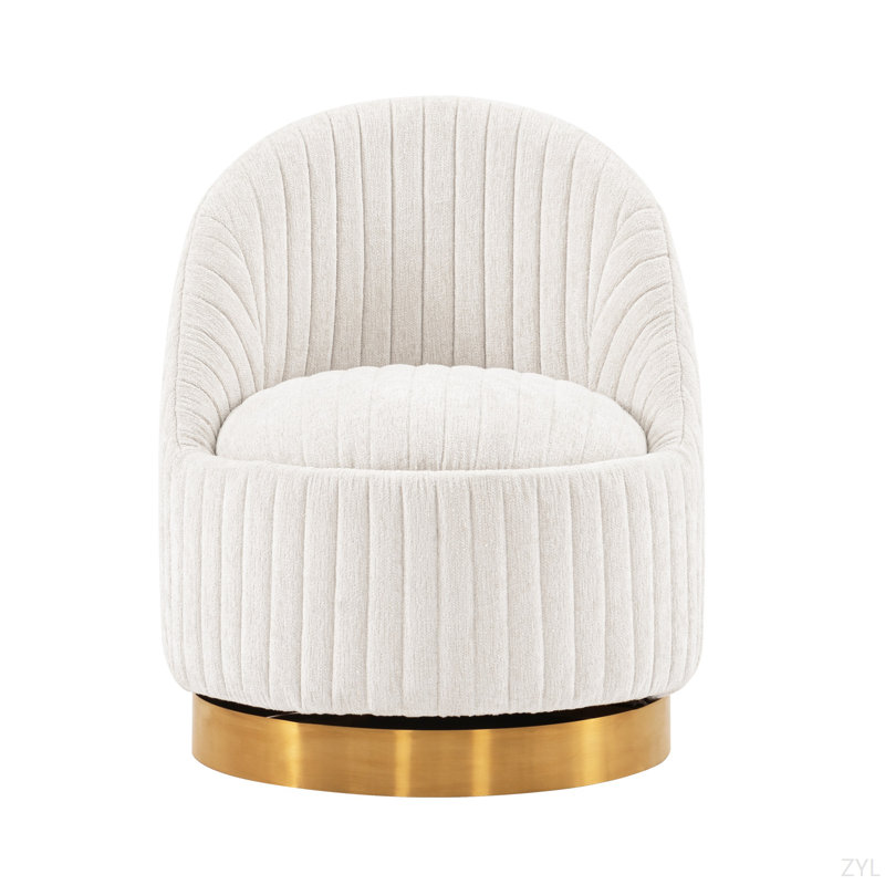 Chaise longue pivotante en chenille Leela crème, Crème, crème