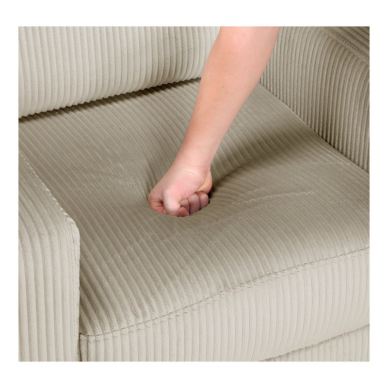 Causeuse rembourrée en velours côtelé taupe moderne, Brun