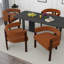 Fauteuil ouvert à dossier ouvert, tissu chenille et élégant, orange, 3 pieds, avec revêtement confortable pour la salle à manger