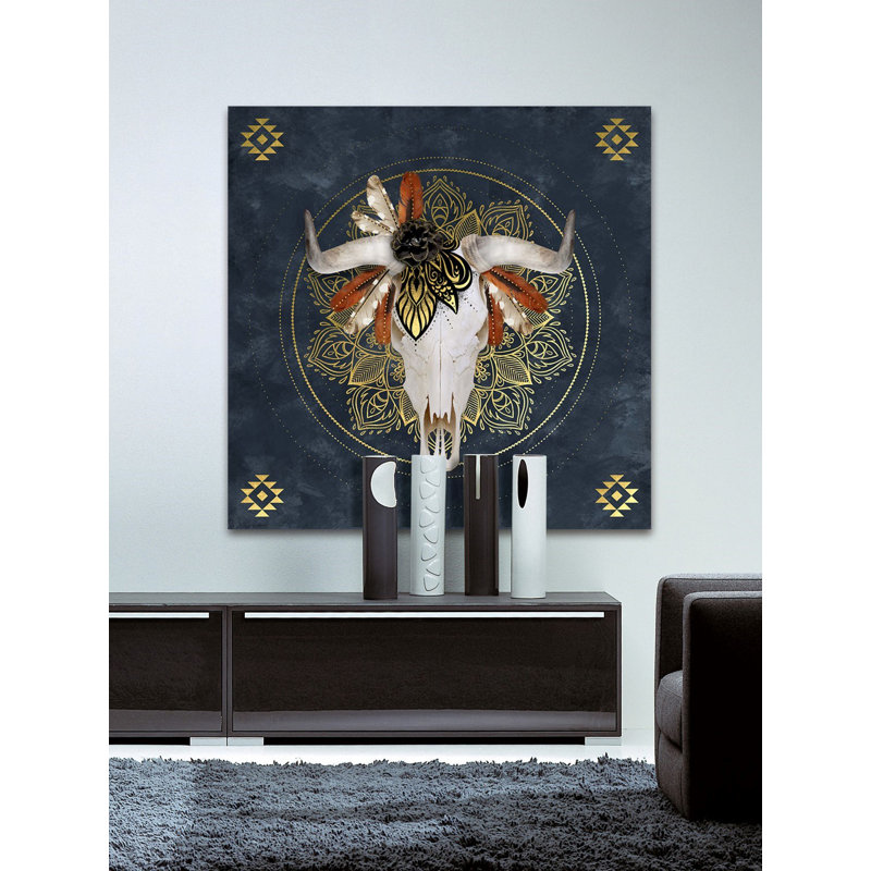 Skull Emblem - Wrapped Canvas Print, 46cm H x 46cm W x 4cm D