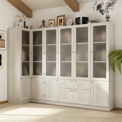 Living Room Set With 2 Display Cabinets