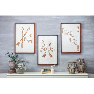 Set of Three Laser Engraved Wooden Inspirational Wall Décor