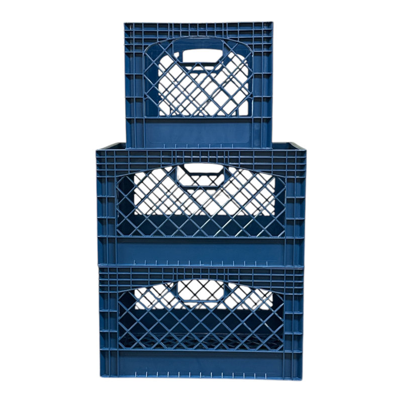 Juggernaut Storage Milk Crate Bundle 2-24qt and 1-16qt, Blue