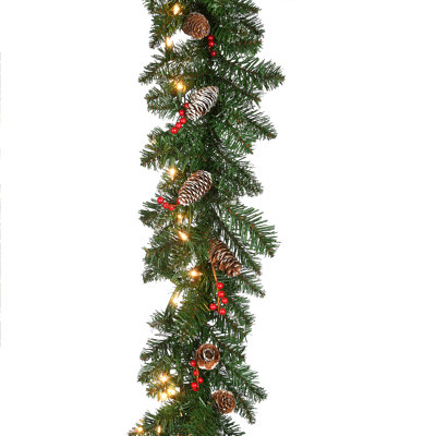 9ft. Shimmering Alpine Summit Spruce Christmas Garland with Clear Lights