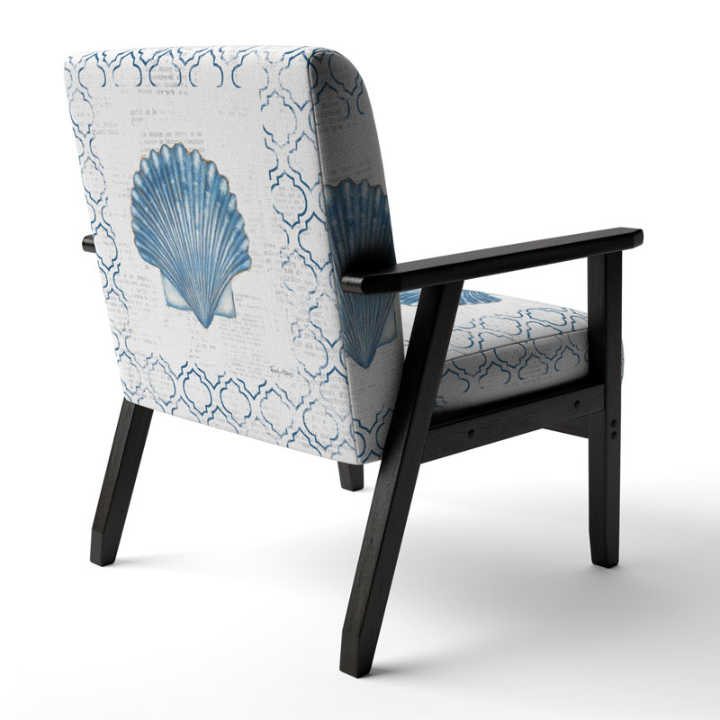 Fauteuil d'appoint rembourré nautique et côtier Genetta, Accoudoirs carrés noirs