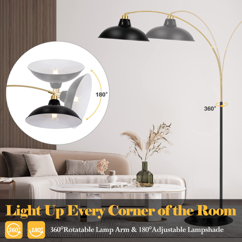 Zevyn 77'' Traditional Floor Lamp, Black, Black