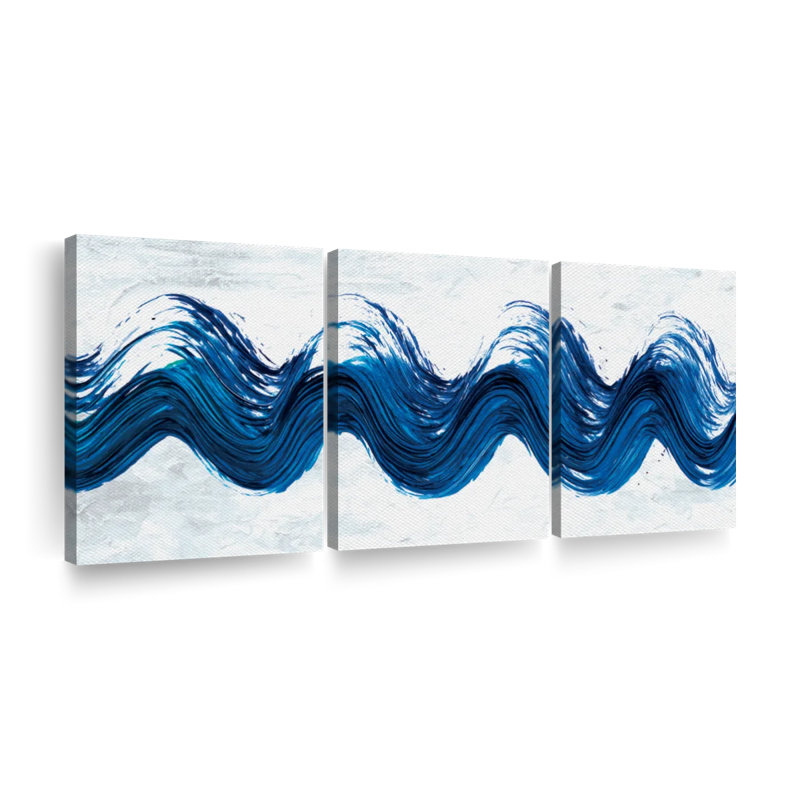 Dynamic Abstract Wave Abstract Multi Piece Canvas Print On Canvas 3 Pieces by Daniel P Set, 39" H x 80" W