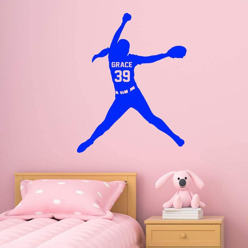 Adhésif décoratif pour cruche de balle Trinx Girls Softball - CS39, H 17 po x l 13 po, Bleu