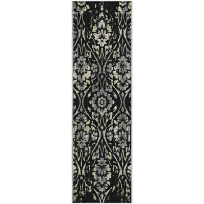 Premium Machine Washable Prisco Black Rug