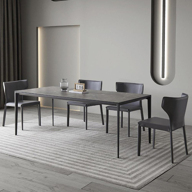 Table de salle à manger en alliage d'aluminium et chaise en acier au carbone, H 29,52 po x L 55,11 po x l 31,49 po