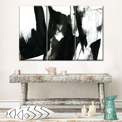 Abstrait épais encre épaisse sur toile, ensemble de 3 pièces