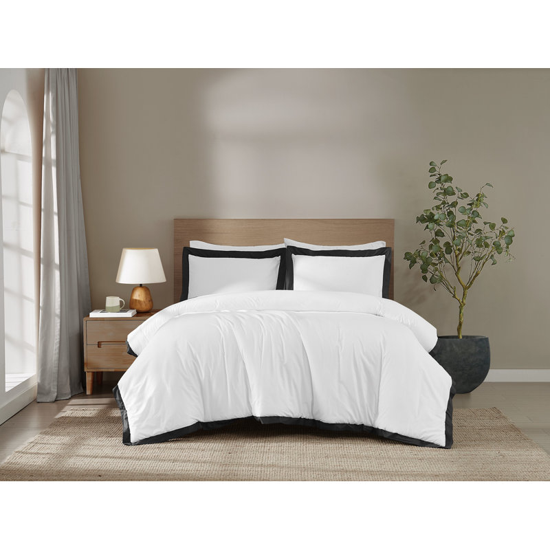 Ensemble d'édredon Brooklyn, White and Black, Édredon pour grand lit + 2 taies décoratives