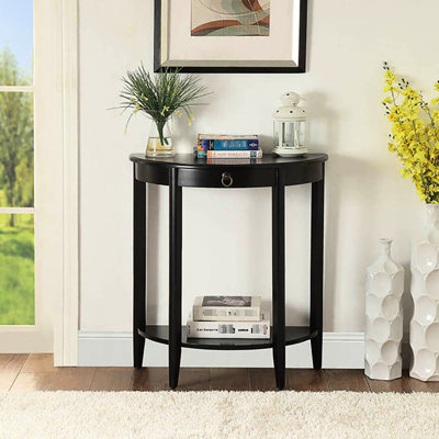 Console noire enchanteresse - Demi-lune avec tablette fonctionnelle pour une décoration intérieure sublimée