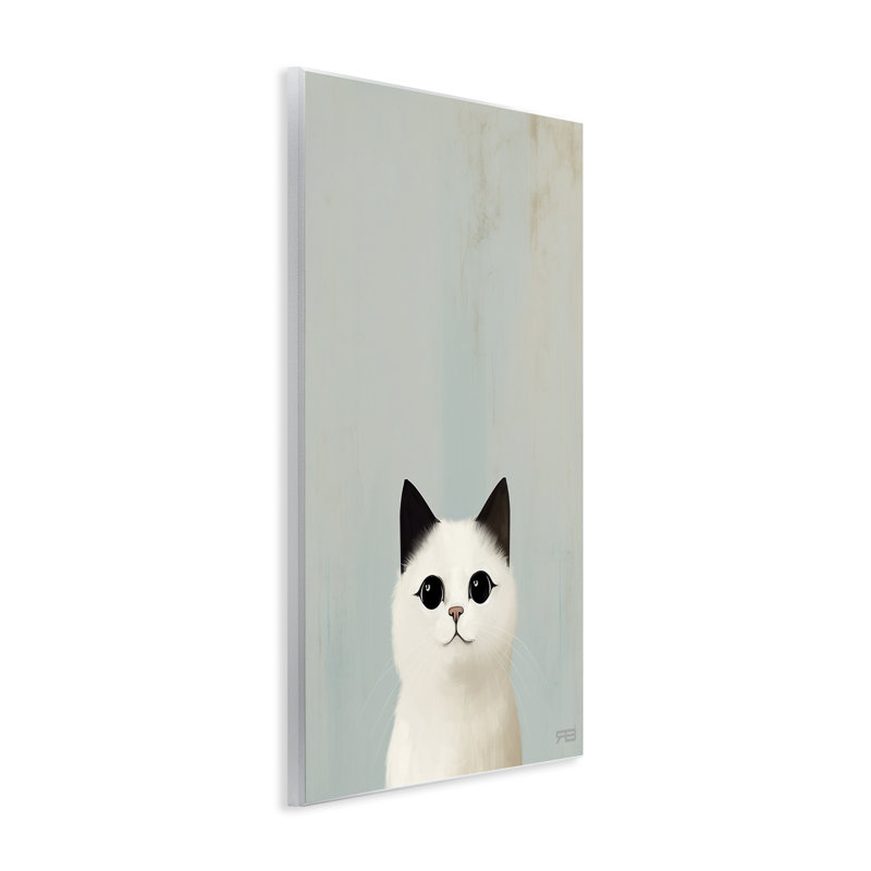 «Peeking White Kitten» par Roozbeh Bahramali, H 15 po x l 10 po