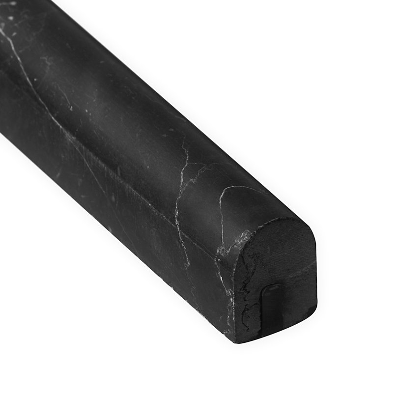 12'' L Marble Round Tile Trim, Polished Black