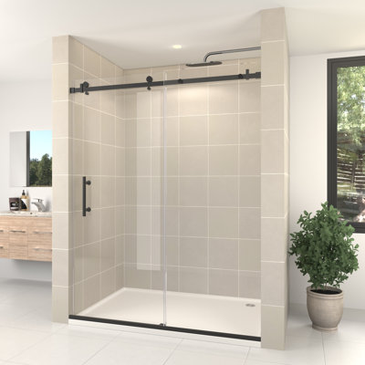 Julien 60'' W x 76'' H Sliding Frameless Shower Door with Clear Glass