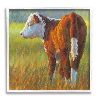 Vache qui broute, ferme, estampe numérique par Rita Kirkman
