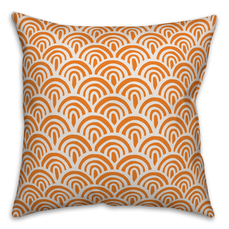  Coussin extérieur Abstract Abstract, Polyester / Bourre en polyester, 20 po x 20 po, Orange/Crème
