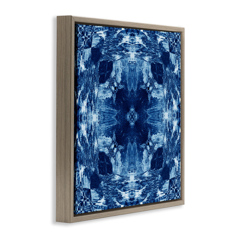 Cadre flottant bleu symétrique par El Perkin, H 18 po x l 18 po, Cadre flottant orme Montalcino