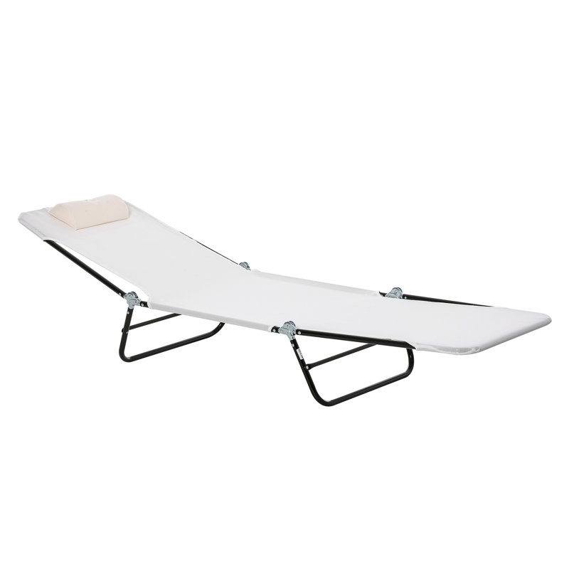 Outsunny Folding Chaise Lounge Chair, Cream White, Black