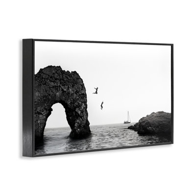 Cliff Jumping into Sea Framed Giclee, design by Sisi and Seb