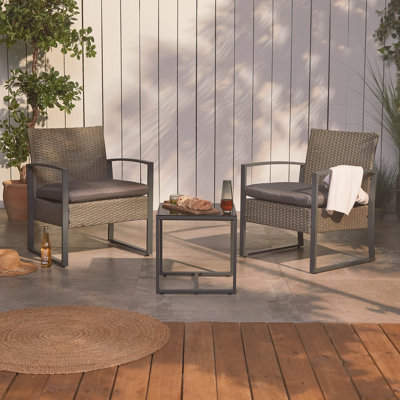 Kuta Rattan Effect Garden Bistro Set