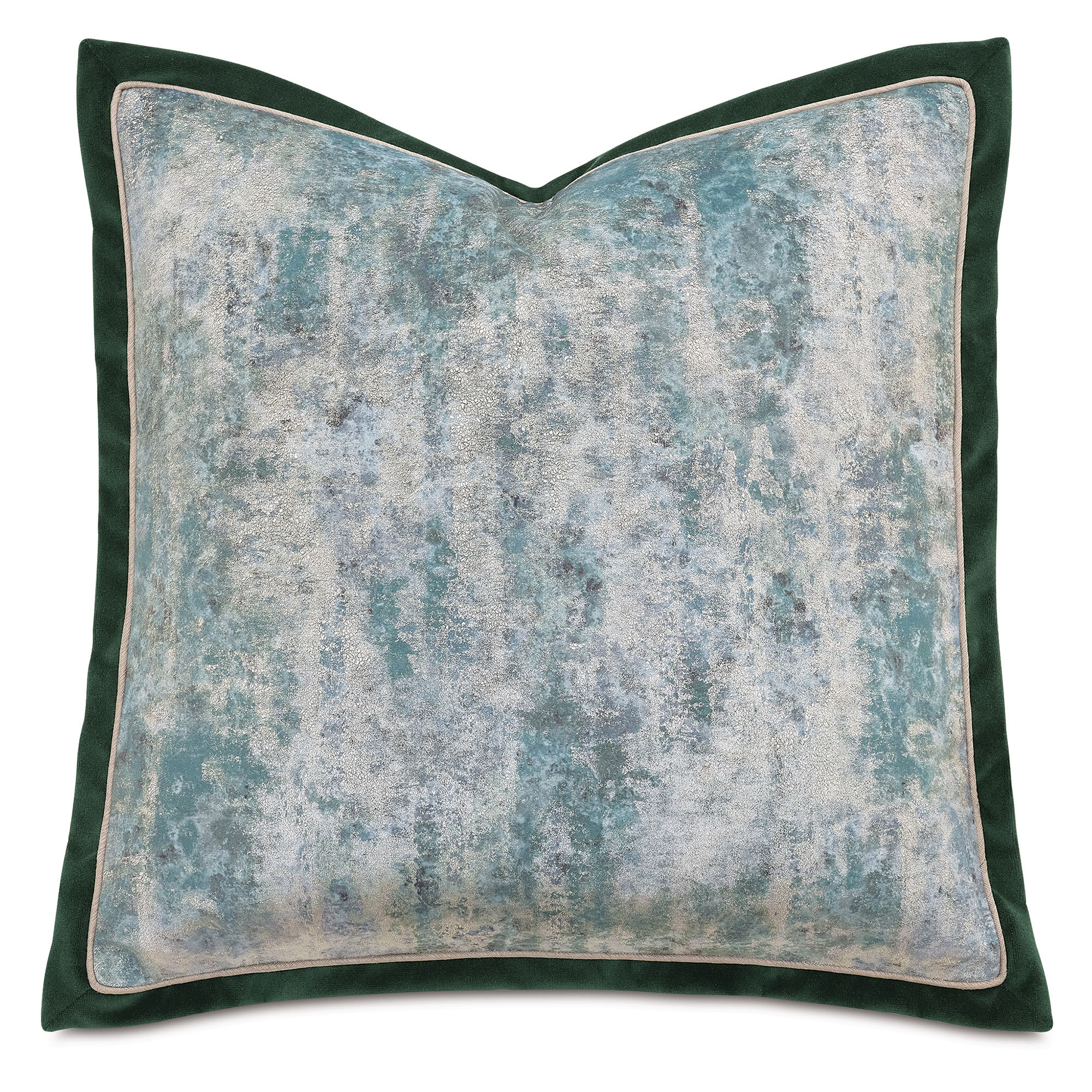 Uma Velvet Decorative Pillow in Teal, Charcoal, Gold & Gray