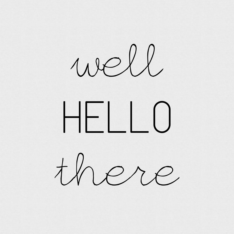 Well Well là - art textuel, H 36 po x l 36 po, Non, Cadre simple argenté