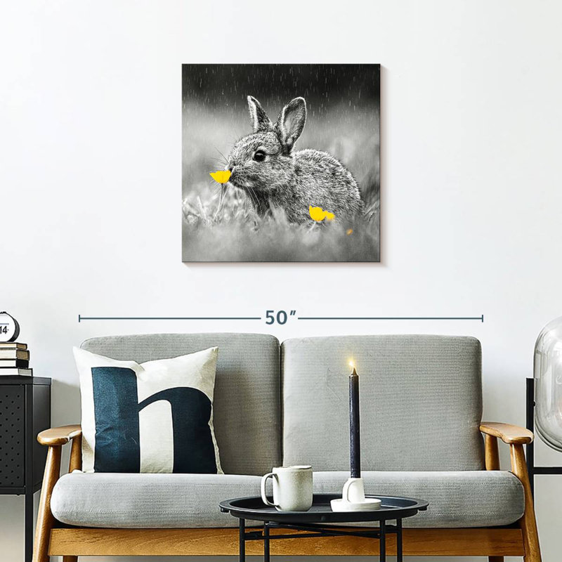 Brampt lapin reniflant fleur pop, H 24 po x l 24 po