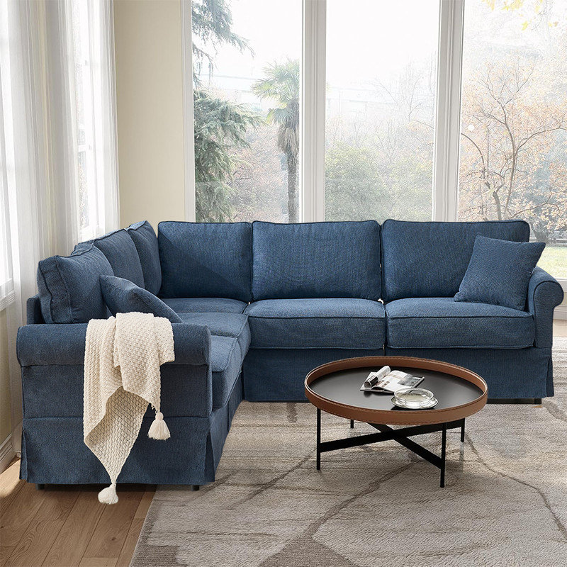 94" Modular Sectional Corner Sofa,L-Shaped Upholstered Couch with 2 Throw Pillow (Note: Sponge compression requires repeated tapping to rebound)