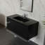 Chontell 40 po L x 19 po P 2 tiroirs Meuble-lavabo avec évier simple et Comptoir en Quartz noir-2064053088