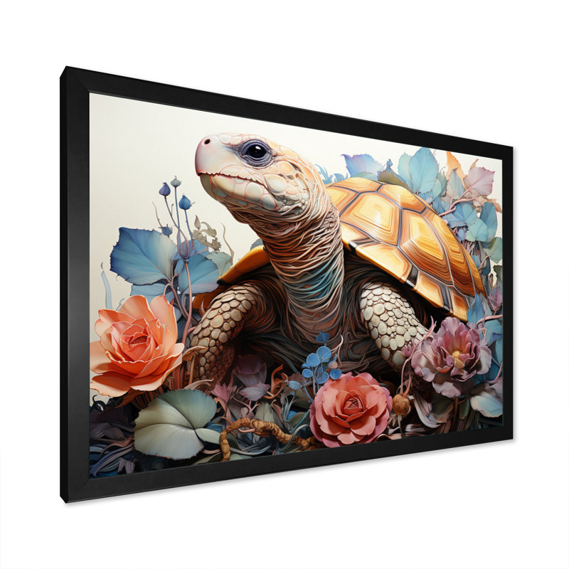 «Reay Brown Blue Line Art Whimsical Animals», reproduction d'art sur toile, H 16 po x l 32 po x P 1 po, Cadre simple noir