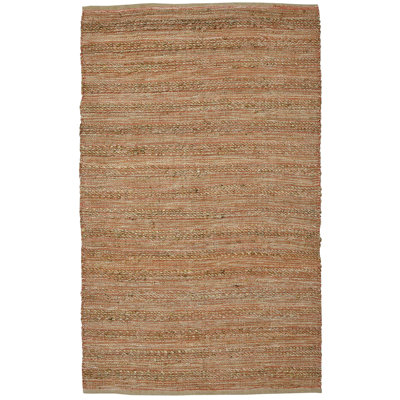 Tapis rayé orange tissé à plat à la main Arine