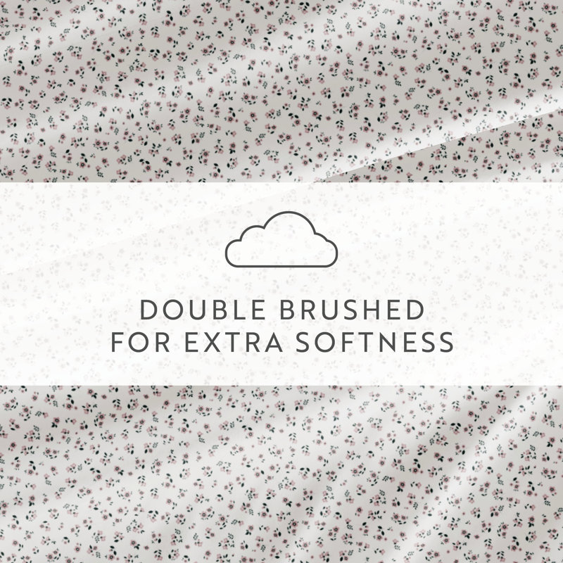 Full Size Pale Mauve Floral Microfiber Sheet Set