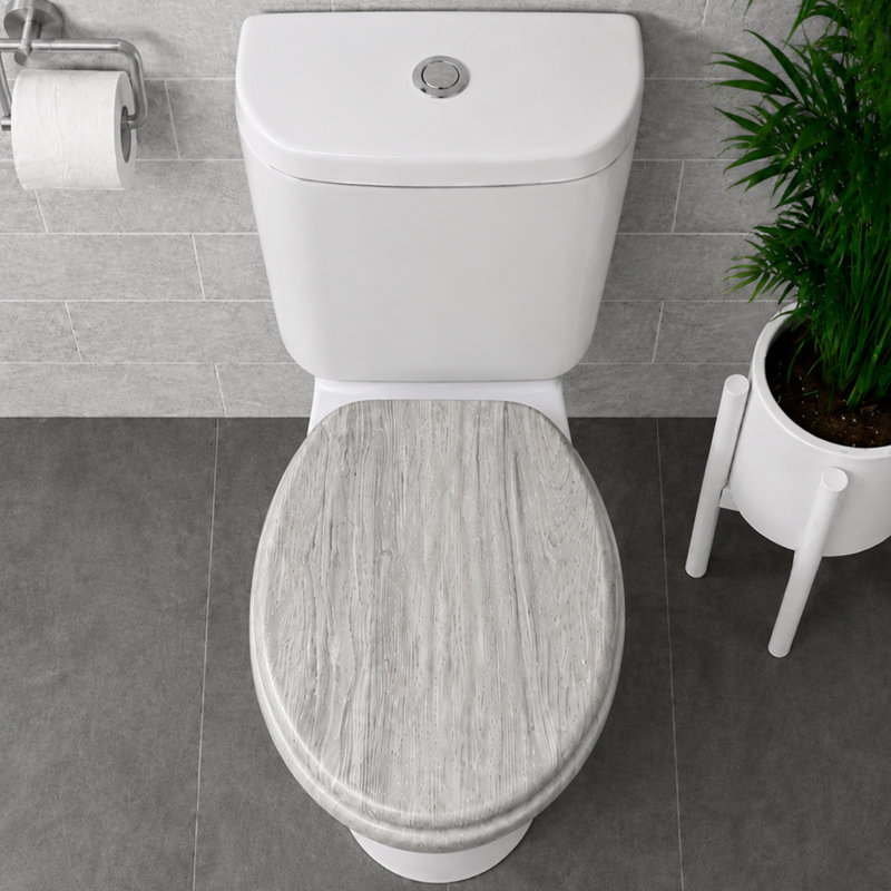 Sellman Soft Close Round Standard Toilet Seat, Grey Oak