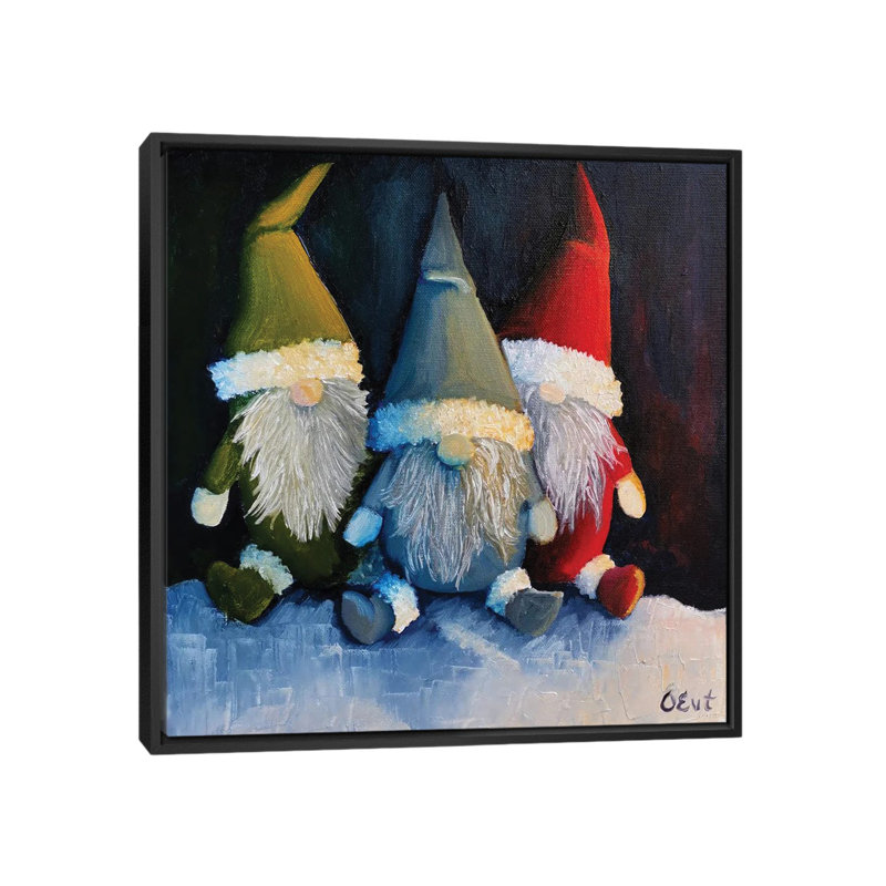 Gnomes de Noël. Cadeau de Noël - reproduction d'art murale - toile encadrée, H 37 po x l 37 po, Noir