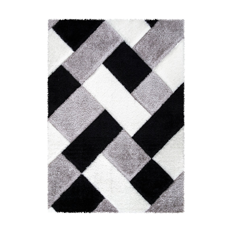 Kathlyn Geometric Shag Area Rug, Rectangle 80 x 150cm