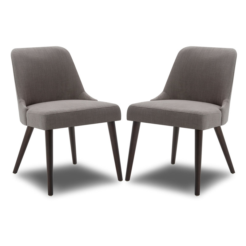 Brently Solid Wood Upholstered Side Chair Dining Chair, Flint Gray