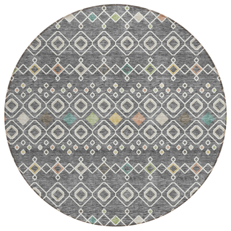 Aleighna Area Rug with Non-Slip Backing, Round 8'