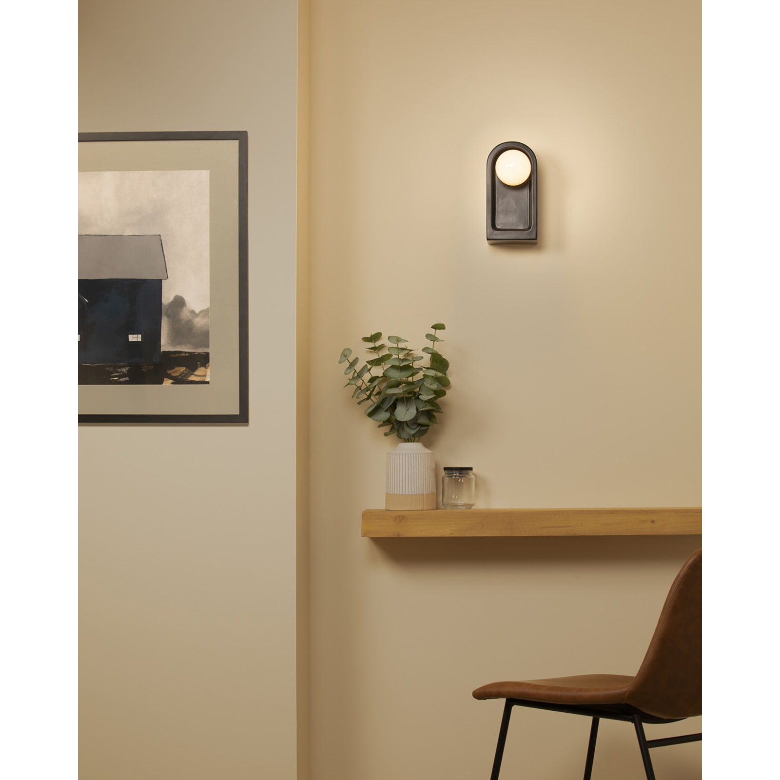 Rosalino Single Light Ceramic Sconce, Carbon Matte Black