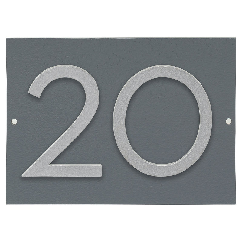 Plaque d’adresse murale sur 1 ligne flottante, Gris, Argent, Oui