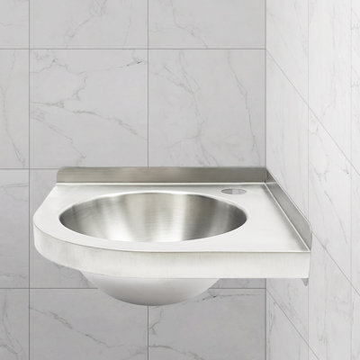 YXSUN 12'' Silver Circular Bathroom Sink with Overflow