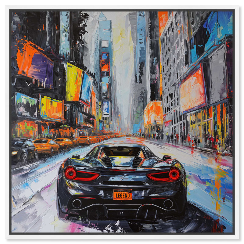 «Notoriart Blast The Speakers», art mural sur toile 1 pièce, Cadre blanc, H 17 po x l 17 po