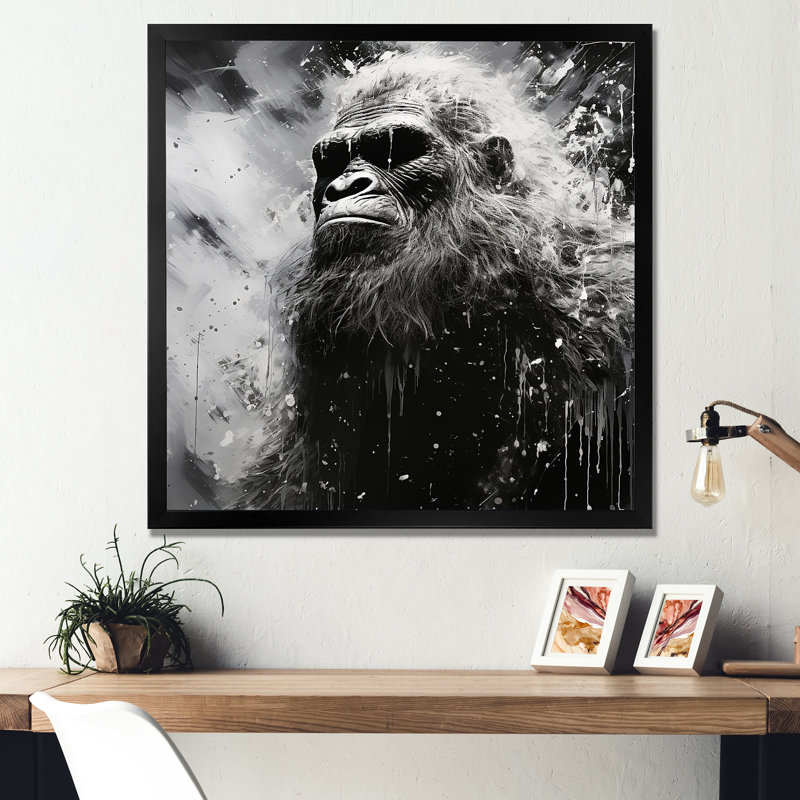 Minimalisme monochrome Bigfoot - impressions d'art mural Bigfoot, H 30 po x l 30 po x P 1 po, Cadre photo noir
