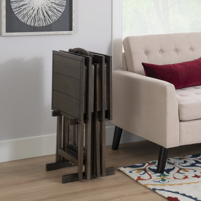 Ensemble de tables-plateaux pliables en bois 5 pièces Radstock, gris