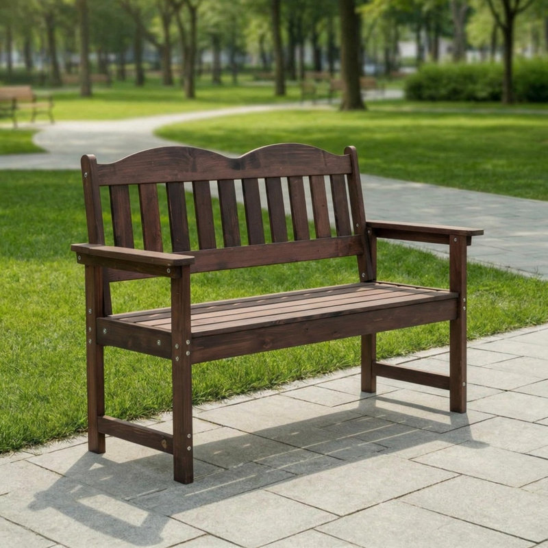 Banc de jardin extérieur pour 2 personnes, Brun