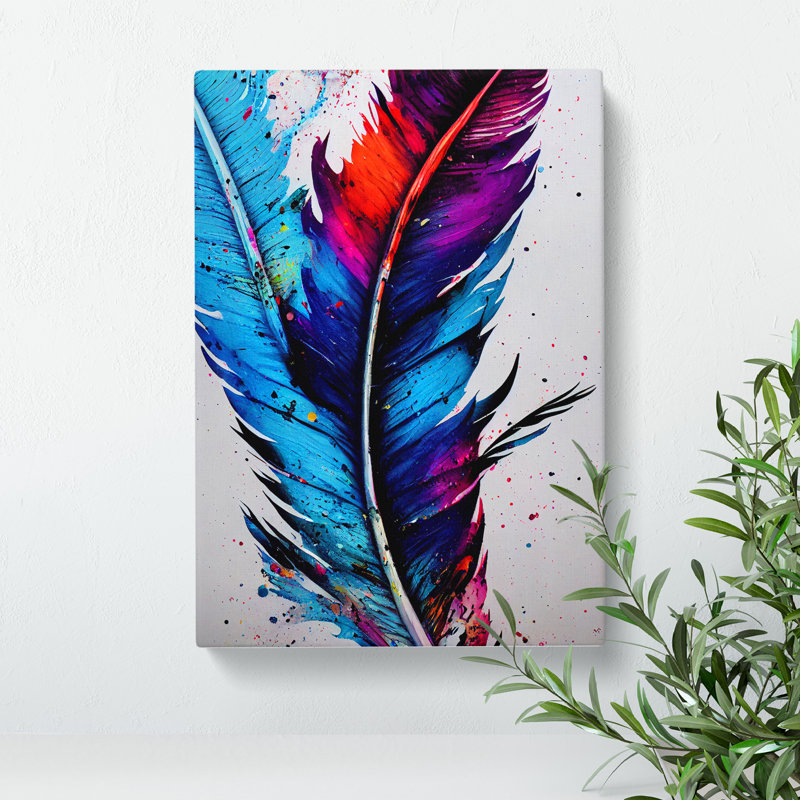 Feathers Splashed No.5 - Wrapped Canvas, 76cm H x 50cm W x 3cm D